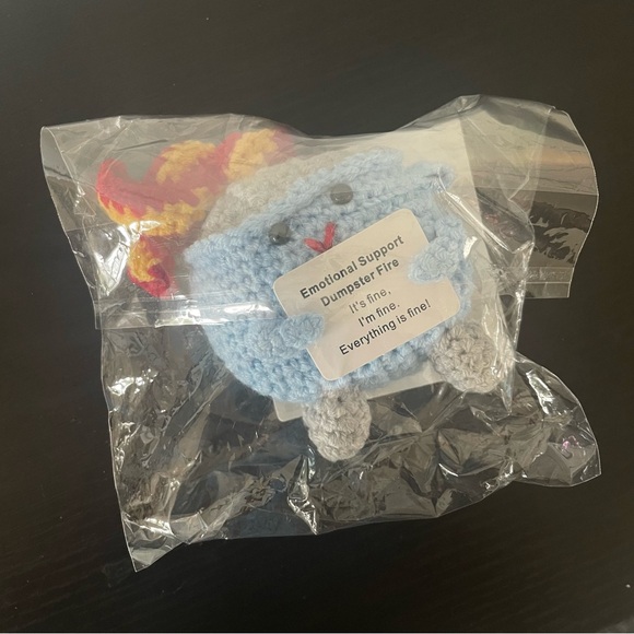 JUST IN Emotional Support Dumpster Fire Crocheted Plush Cute Funny Humor Gift - Picture 3 of 5